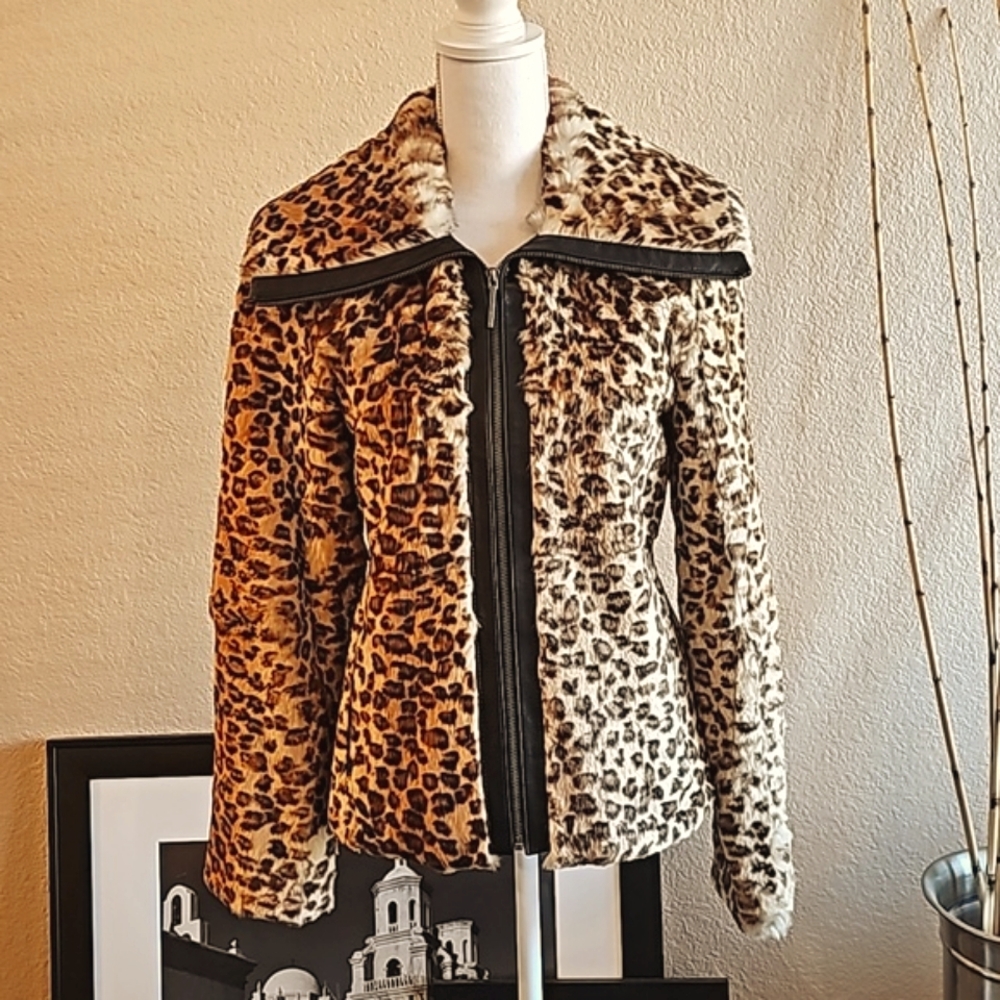 Vintage Leopard Print Fur Jacket, Siena Studio, Size Medium